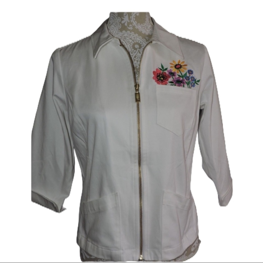 Bob Mackie Wearable Art Embroidered White Jacket